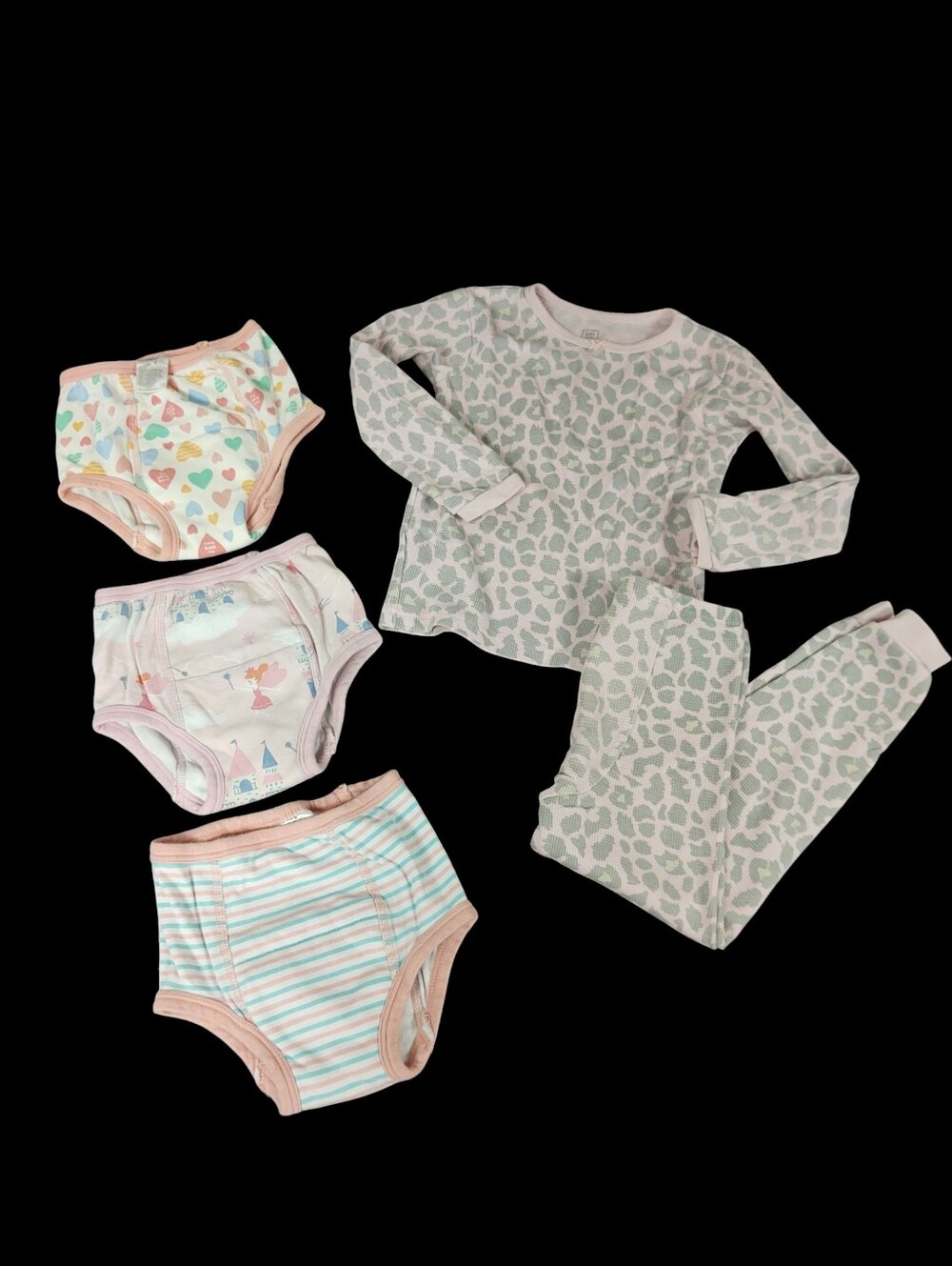 Carter's Pink & Gray Leopard Pajama Set with 3 Training Underwear 4T